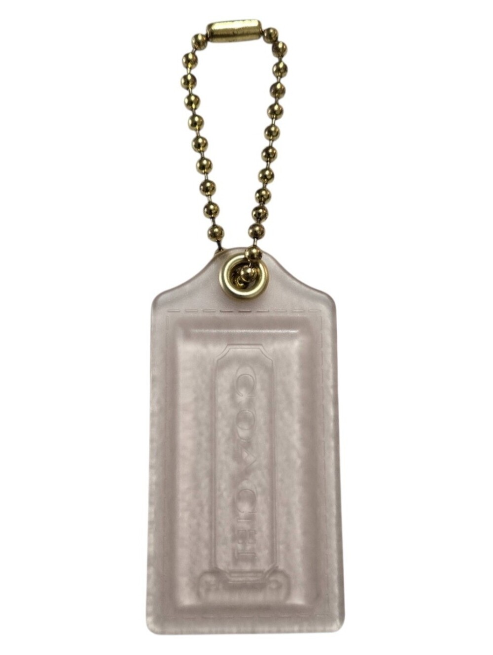 Coach Hangtag 2.5"×1.5" Translucent Acrylic with Gold Ball Chain-Very Light Pink